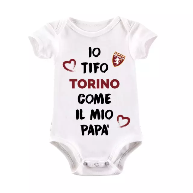 Body Cotone 100% Torino Calcio Neonato Unisex Regalo Sport Papa' Figlio Toro