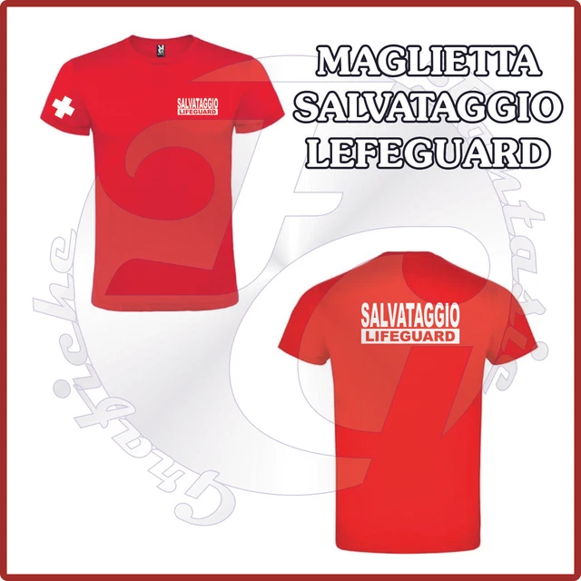 T-Shirt Maglietta UOMO DONNA MAGLIA BAGNINO SALVATAGGIO SOS LIFEGUARD