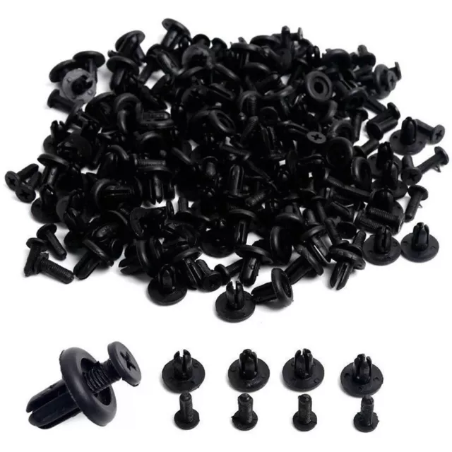 100Pcs Car Auto Plastic Rivets 6mm Hole Fastener Fender Bumper Push Pin Clips 25