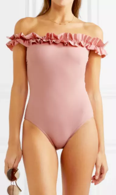 Karla Colletto Mondria Off-the-Shoulder Maillot One-Piece Swimsuit Pink NWT $294