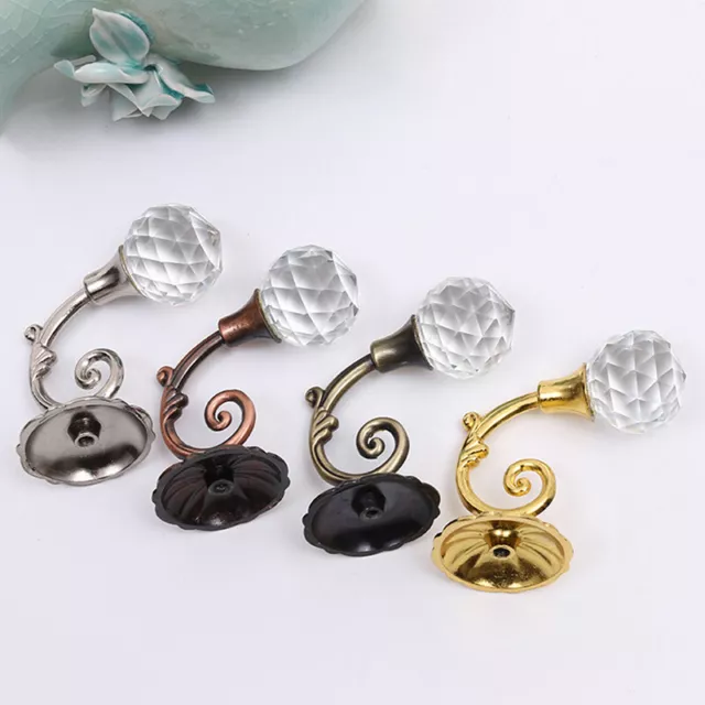 2pcs Metal Crystal Glass Curtain Holdback Wall Tie Back Hanger Hooks Decor[