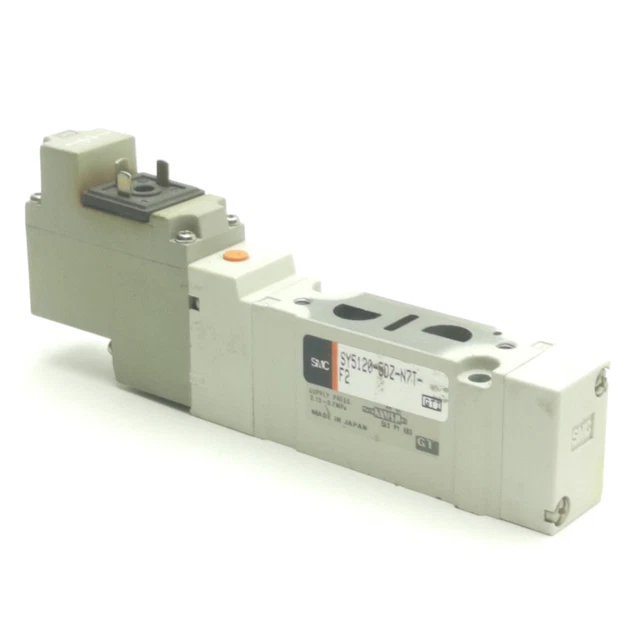 SMC SY5120-5DZ-N7T-F2 Solenoid Valve, 2-Position 5-Port, 24VDC Coil, 0.15-0.7MPa