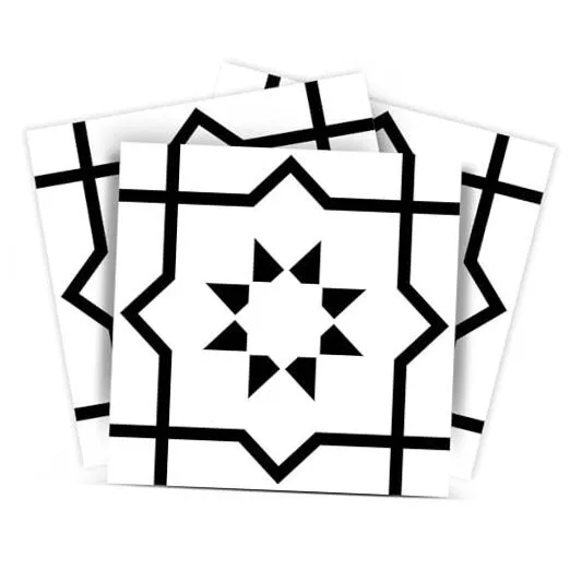 Black and White Tile Stickers by  Peel and Stick Tile Stickers 24 PC Set