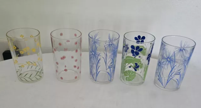 5 Vintage Swanky Swigs Juice Glasses  Floral Flowers Assortment + Target 3.5"