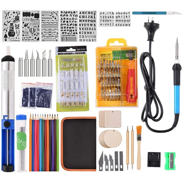 141 Pieces Wood Burning Pyrography Tools Soldering Iron Woodcrafts Tools