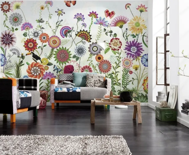 Gigante Flores Papel Mural para Dormitorio Cuarto de Estar Foto Paredes Blanco