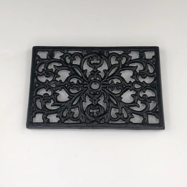 Rectangular Cast Iron Trivet For Hot Dishes, Pots 6”x 9.25” Black Coated