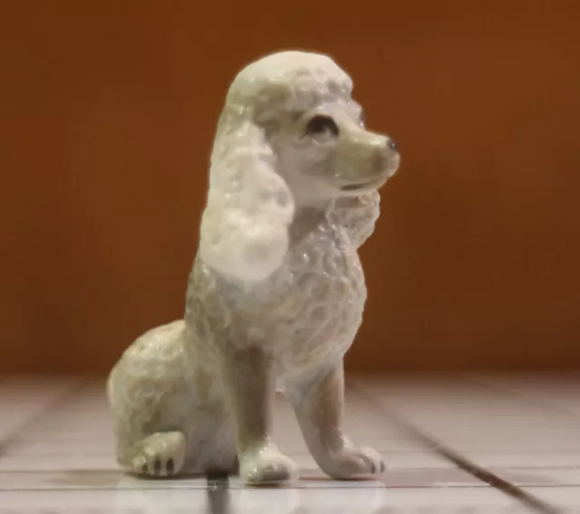 Poodle dog White And Gray French Porcelain Poodle Figurine