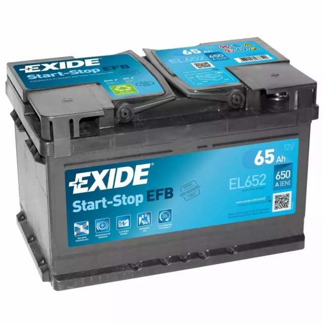 Type 100 EFB Stop-Start Car Battery 12V 65AH 650CCA EXIDE EL652