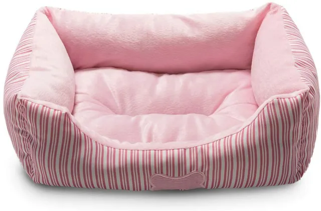 Pet Bed Small Medium Dog Cat Plush Rectangle Nest Puppy Sleep Bag Cushion Pink