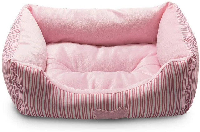 Pet Bed Small Medium Dog Cat Plush Rectangle Nest Puppy Sleep Bag Cushion Pink