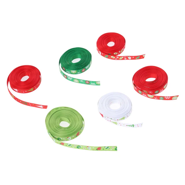 6 STÜCKE Weihnachten Band für Geschenk Ripsband Satinband Gedruckt Schneeflocke