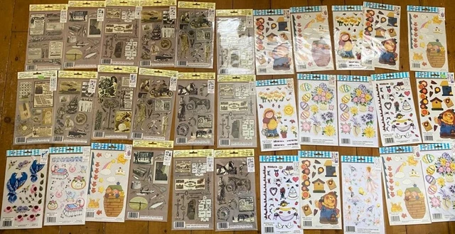 Jobset Bündel Reiben Transfers Retro Vintage Stil Blumenkinderzimmer - Brandneu
