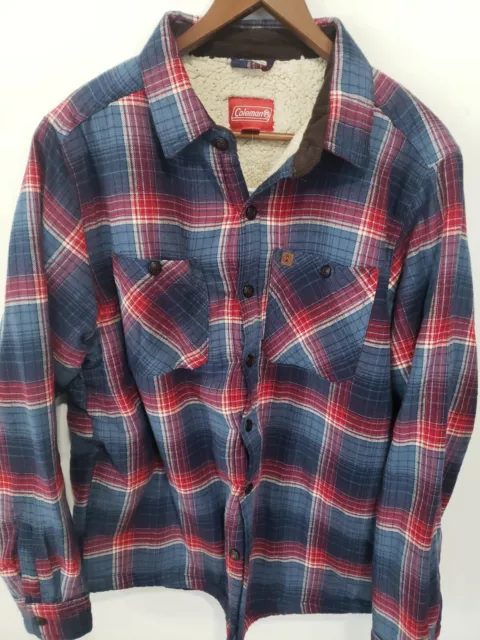 NWT MENS COLEMAN Fleece Sherpa Lined Shirt Jacket Size Medium Flannel ...