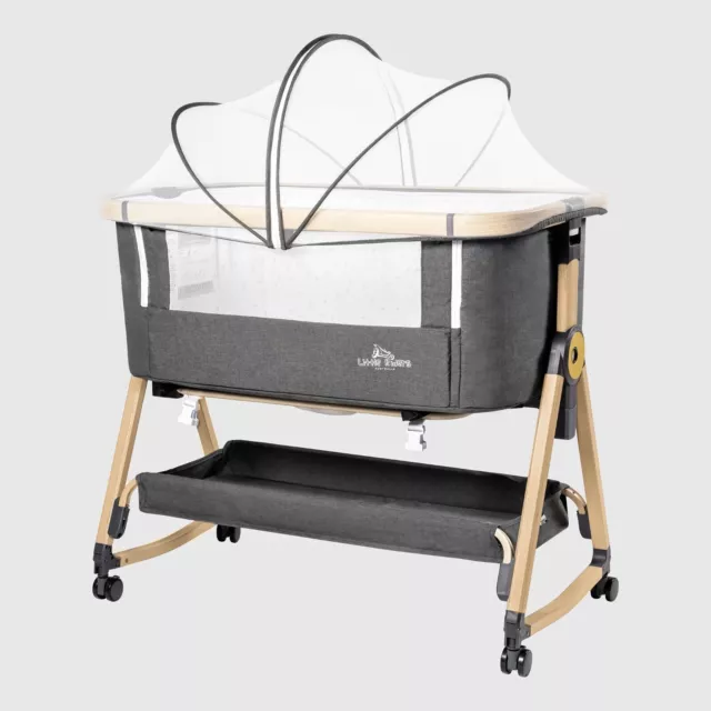 Baby bassinet with Mattress, rocking Crib Co-sleeping cradle with mosquito net -