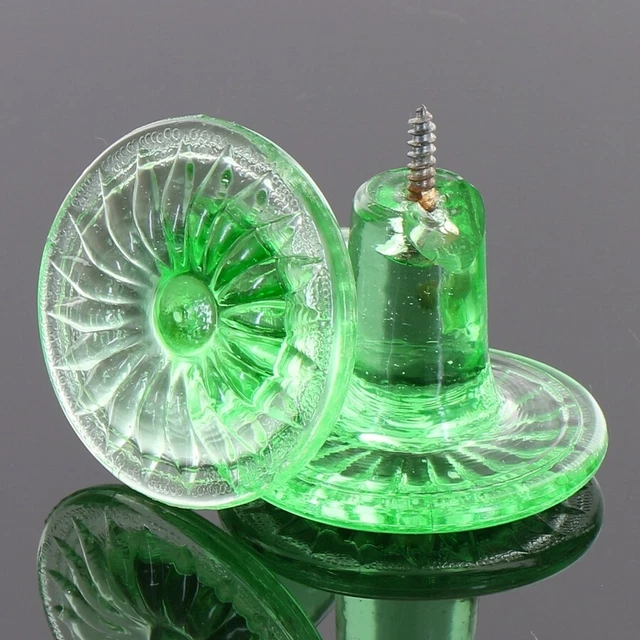 2 Vintage Depression Green Glass Sunflower Curtain Tiebacks NOT UV Reactive AAA