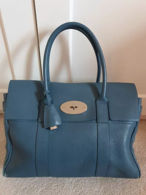 Mulberry Bayswater Classic Heritage Large Blue Leather Handbag Tote rrp£1150
