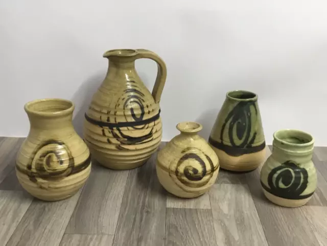 MOFFAT Studio Pottery Scotland Collection x5 Pieces Spiral Design Gerard T Lyons