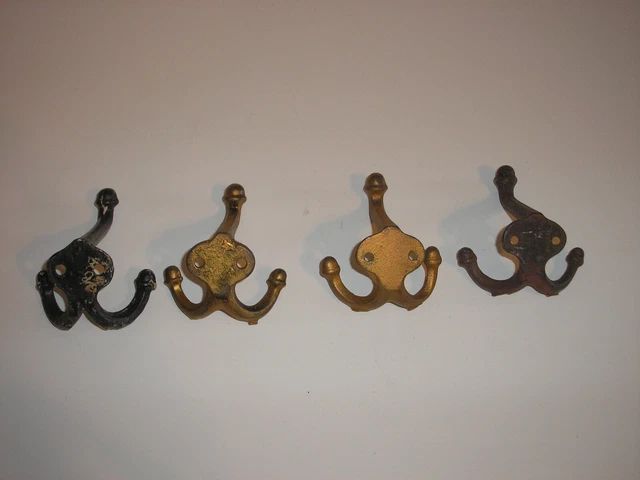 Antique Cast Iron Triple Hook Wall Coat/Hat Hooks (set of 4) 2