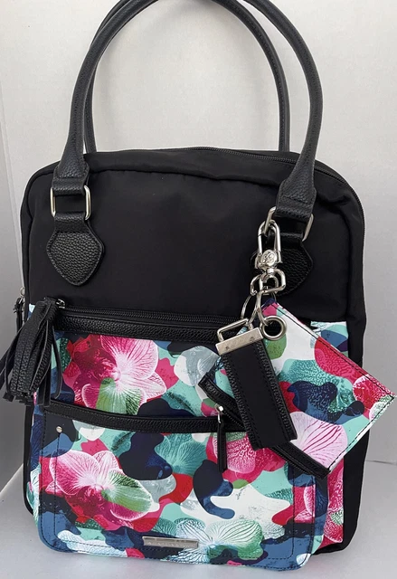 SAMANTHA BROWN To-Go Convertible Backpack & Insulated Lunch Tote Orchid Camo Set 7