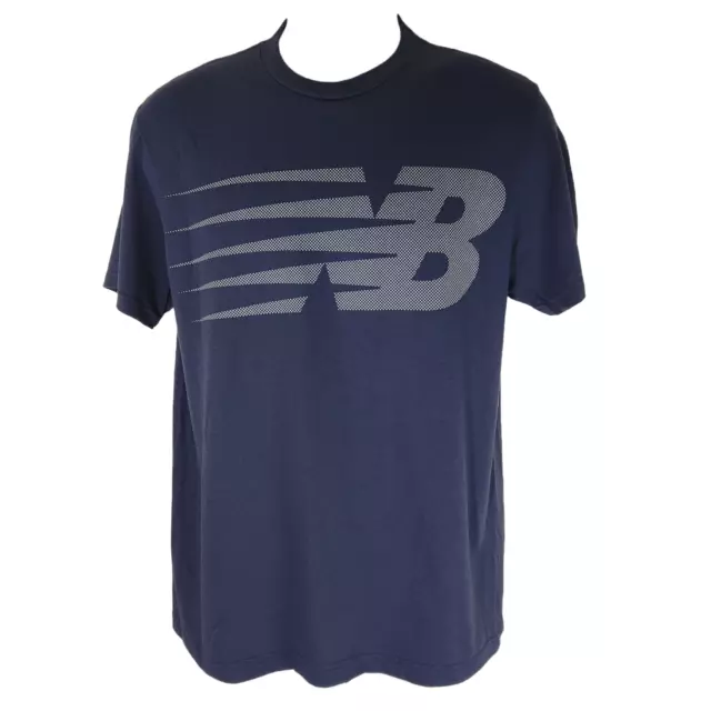 New Balance NB Textured Logo Tee Men's Navy Blue Short Sleeve T-Shirt New w/ Tag