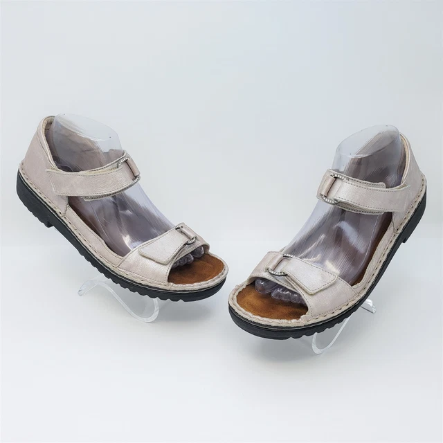 Naot Womens Rhinestones Metallic Silver Leather Strappy Sandals Size 40 US L9