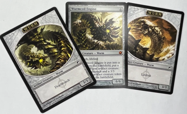 MTG 1X WURMCOIL Engine + 2X Wurm Token Scars of Mirrodin Magic - LP/MP ...