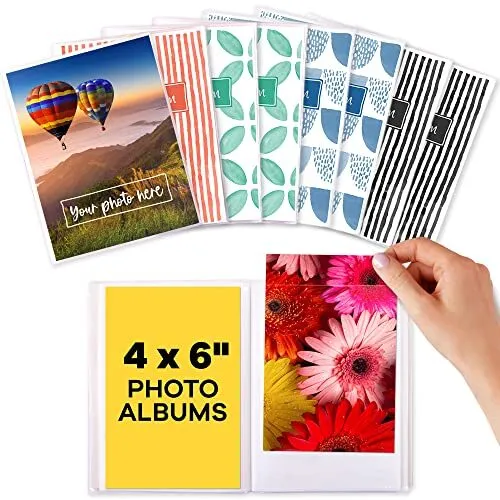 Photo Album 8x10 Clear Pages Pockets Leathe Cover Slip Slide in Photo Album Hold