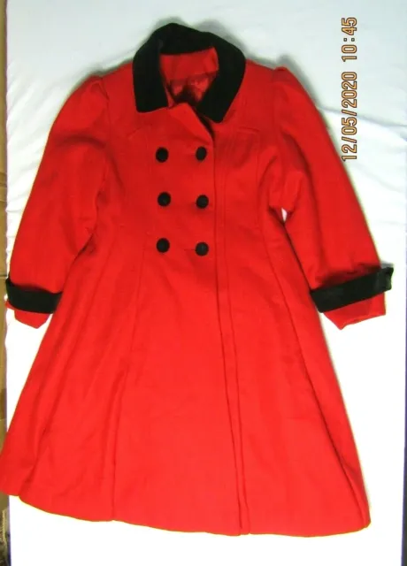 Vintage F.W. Fischer Designs Girls Red Wool Coat USA