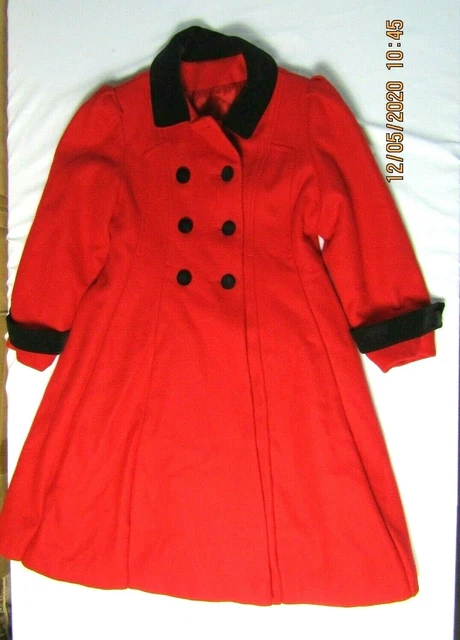 Vintage F.W. Fischer Designs Girls Red Wool Coat USA