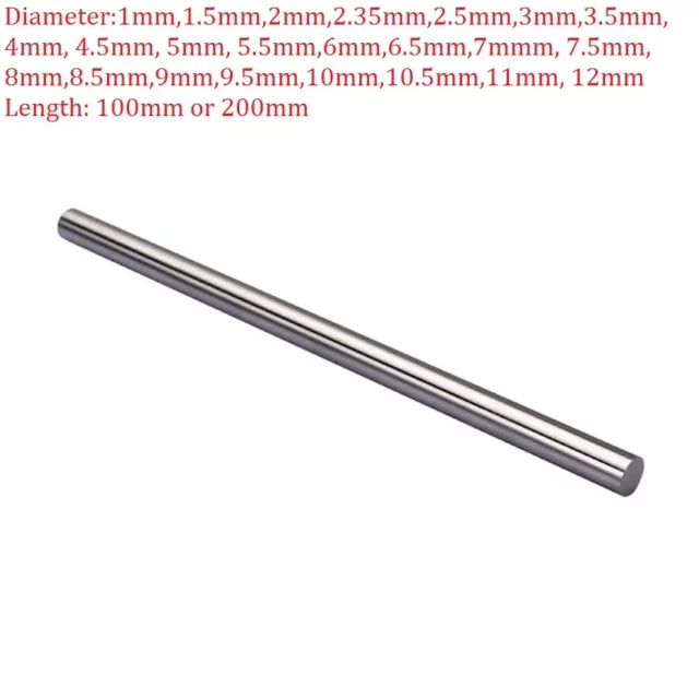 1 mm-12 mm diapositive HSS acier tige ronde arbre à barre métal 100 mm-200 mm longueur travail des métaux