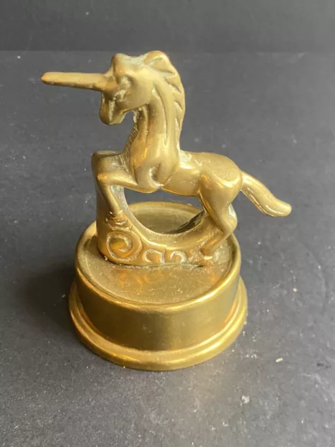 Vintage Solid Brass Rearing Prancing Unicorn Figurine 3 1/4” Tall 160 Grams