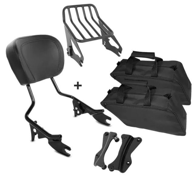 Set AF2 Sissybar, Gepäckträger, Anbaukit + Innentasche für Harley Touring 14-23