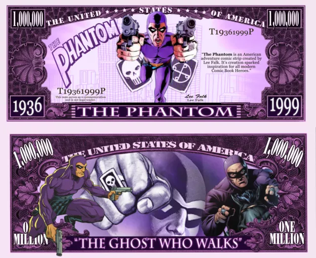 Le FANTOME billet MILLION DOLLAR US! Série Super Heros Comics bd Phantom Bengale