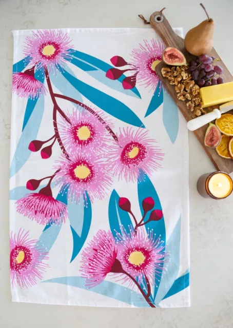 Quality 100% Cotton Kitchen Tea Towel Teatowel Cloth FLOWERING GUM  Design