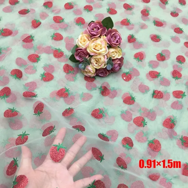 Charming Wedding Decoration Lace Fabric Strawberry Print Design 0 91*1 5M