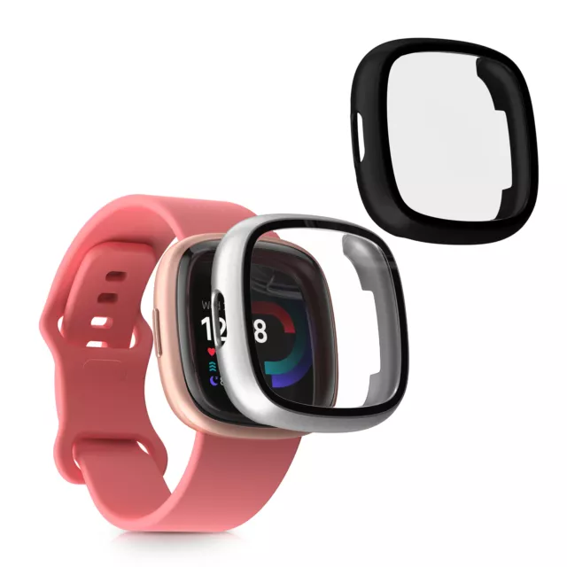 2x Coque cadre écran compatible avec Fitbit Versa 4 Sense 2