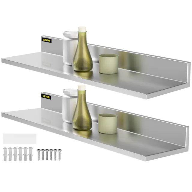 VEVOR Stainless Steel Wall Shelf Commercial Kitchen Shelf Multi-sizes w/Brackets