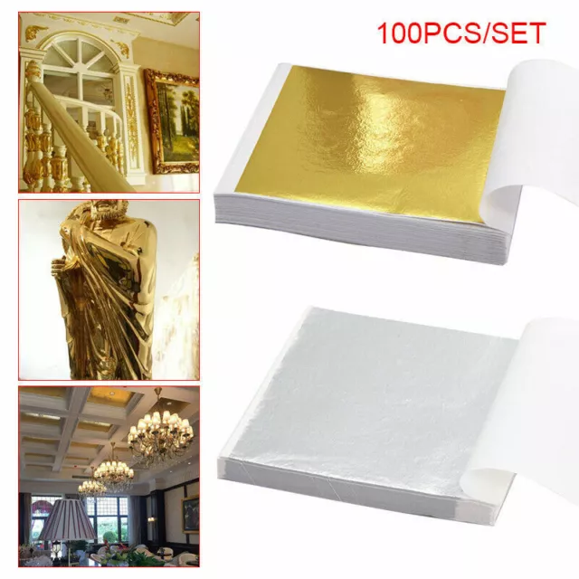 Gold Leaf Sheets Art Craft Design Gilding Framing Scrap Premium Golden 100x 24K