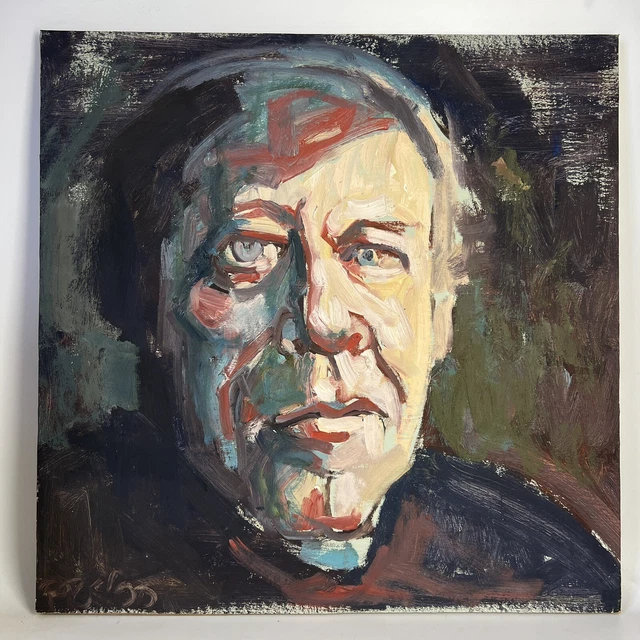 VINTAGE ORIGINAL OIL On Board Painting Male Portrait Art Signed PR Kloo ...