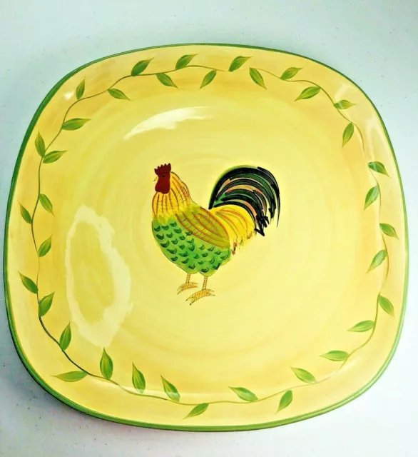 Pfaltzgraff Napoli Rooster Serving Platter Square Plate Hand Painted  13 1/2 W