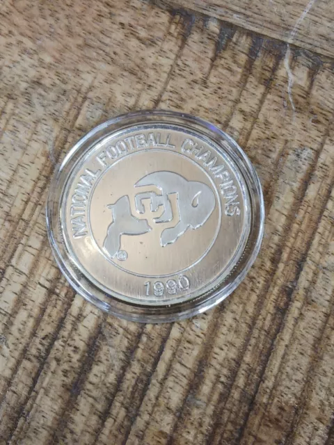 Colorado Buffalo Football 1990 National Champions 1 OZ SILVER .999 SERIAL #0378
