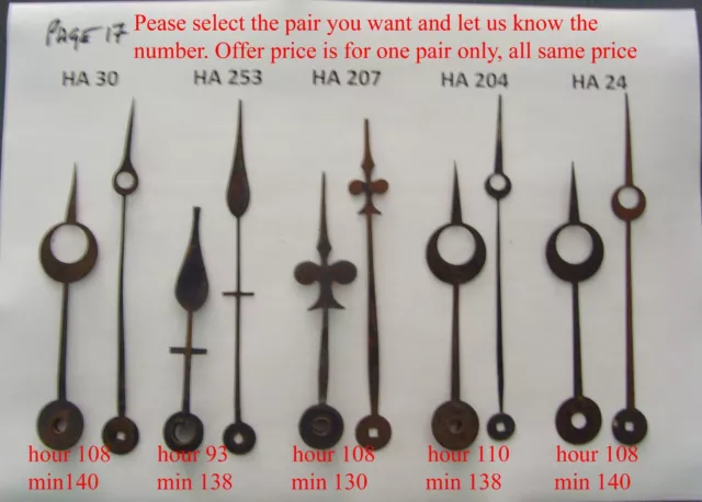 CLOCK HANDS Page 17: choose from various original steel hands for 12 inch dials