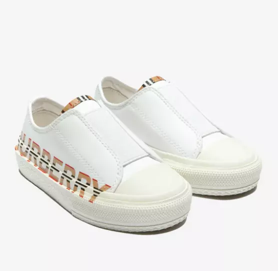 Burberry Kids girls boys white slip on shoes sneakers logo US 7 8 9 9.5