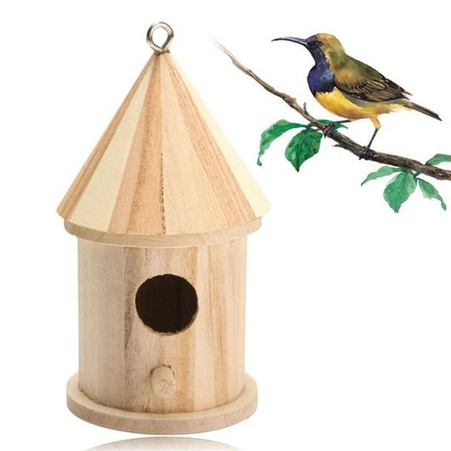 Casa de pájaros colgantes nido de pájaros de madera para periquitos periquitos y pájaros pequeños (S