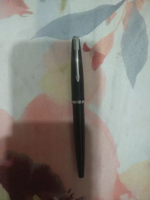 Parker 45 Stainless Steel & Black Fine Stainless Steel Nib Fountain pen,(USED)
