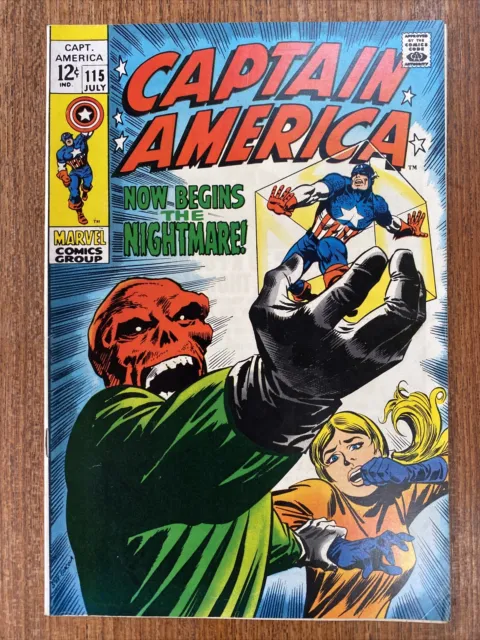 Captain America 115, Marvel 1969, Iconic Red Skull Cover, FN+