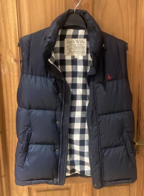 Mens Size XS Jack Wills Navy Blue Hooded Body Warmer/ Gilet