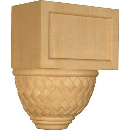 OSBORNE WOOD PRODUCTS 74766W 9 x 3 3/4 x 7 Basketweave Center Crown Block in