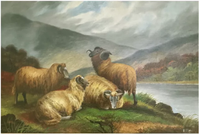 Highland Sheep Animal Art Print from original antique oil painting